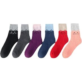Winter Wool Socks For Kids Warm Crew Thick Cozy Thermal Toddlers Boys Girls 6 Pairs Cotton Soft Women Long Black in Saudi Arabia