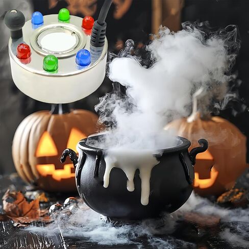 Akeydeco Halloween Party Mist Maker,Ultrasonic Water Pond Fountain Fogger 12 LED Red Yellow and Blue Light Flashes Aluminum Atomizer Air Humidifier for and Rockery Fish Tank Vase Birdbath Deco in Kuwait