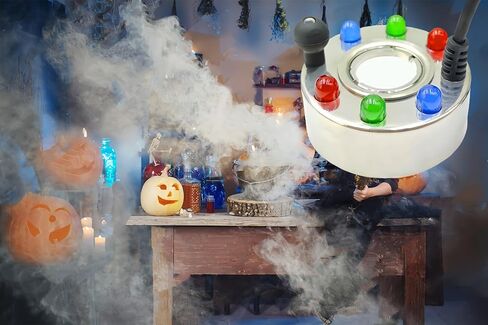 Akeydeco Halloween Party Mist Maker,Ultrasonic Water Pond Fountain Fogger 12 LED Red Yellow and Blue Light Flashes Aluminum Atomizer Air Humidifier for and Rockery Fish Tank Vase Birdbath Deco in Kuwait