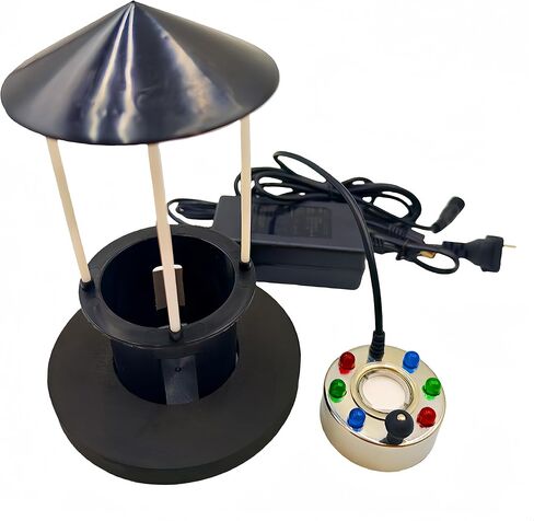 Akeydeco Halloween Party Mist Maker,Ultrasonic Water Pond Fountain Fogger 12 LED Red Yellow and Blue Light Flashes Aluminum Atomizer Air Humidifier for and Rockery Fish Tank Vase Birdbath Deco in Kuwait