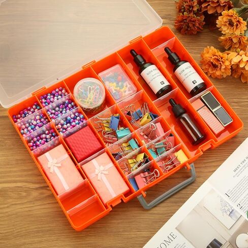 2 Pack 48 Grids Clear Plastic Organizer Box with Removable Divider, Bead Organizers and Storage, Tackle Box Organizer for Bead, Nail, Jewelry, DIY Crafts in Saudi Arabia
