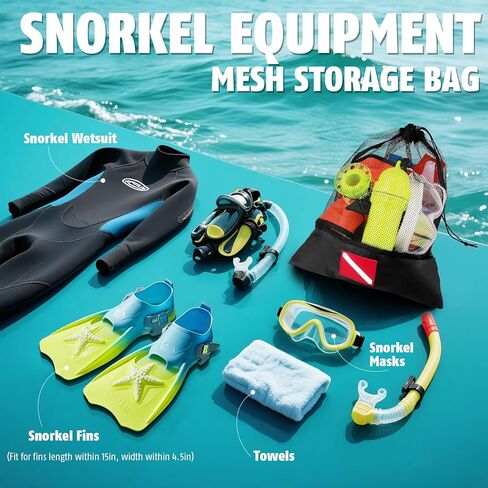 2PCS Mesh Bag, 24.8x17.7inch Mesh Drawstring Bag with Drawstring Closure, Nylon Mesh Storage Bags for Sports Equipment, Diving Swimming Surfing Beach Bags in Kuwait