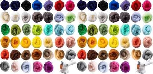 Sukh 40pcs Felting Wool Roving - Wool Roving for Needle Felting - Core Wool Roving Bulk Spinning DIY Craft Mix Color in Saudi Arabia