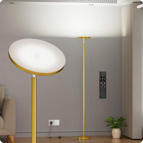Dimmable Floor Lamp with Remote，Floor Lamps for Living Room Bedroom Office，Adjustable Brightness (10%-100%) and Color Temperature (3000k- 6000k)，Standing Lamp Tall Lamp with Foot Switch in Kuwait