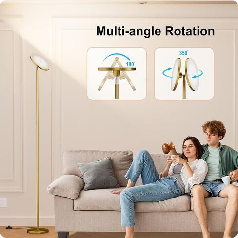 Dimmable Floor Lamp with Remote，Floor Lamps for Living Room Bedroom Office，Adjustable Brightness (10%-100%) and Color Temperature (3000k- 6000k)，Standing Lamp Tall Lamp with Foot Switch in Kuwait