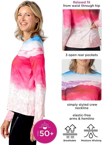 Terry Cycling Jersey Womens Soleil Long Sleeve Flow Relaxed Fit UPF 50+ Bike Tops for Women, Reg. & Plus Sizes in Saudi Arabia
