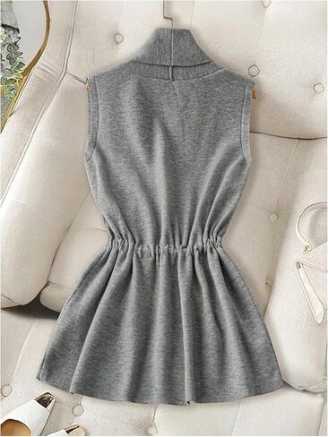 GORGLITTER Women's Drawstring Tie Front Sweater Cardigan Sleeveless Open Neck Vest Outerwear in Kuwait