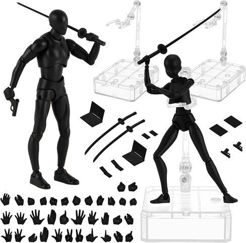 Yookeer Body Kun and Body Chan Dx Set, Drawing Action Figures Female and Male PVC Drawing Doll Human Model Figure with Joints for Artists(Gray) in Kuwait