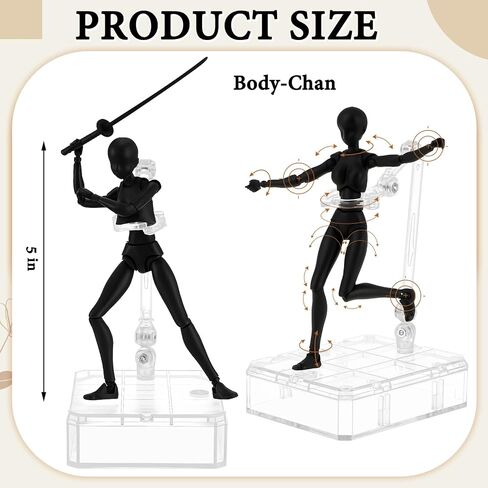 Yookeer Body Kun and Body Chan Dx Set, Drawing Action Figures Female and Male PVC Drawing Doll Human Model Figure with Joints for Artists(Gray) in Kuwait