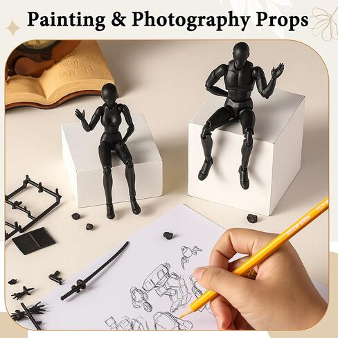 Yookeer Body Kun and Body Chan Dx Set, Drawing Action Figures Female and Male PVC Drawing Doll Human Model Figure with Joints for Artists(Gray) in Kuwait