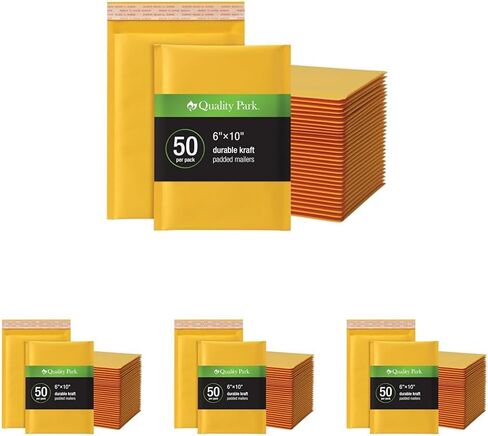 Quality Park Bubble Mailers, 6 x 9 Shipping Envelopes, Self-Seal, Durable Brown Kraft Padded Envelopes, Redi-Strip Peel Off Closure, 50 Per Box (QUA85755) in Saudi Arabia