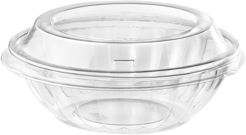 Clear Round 16 oz resq® Reversible Bowl Combo Pack (base & lid), 200 units/case. This premium, upscale, disposable to go container with dome lid is ideal for salads, side items, desserts/pastries. in Saudi Arabia