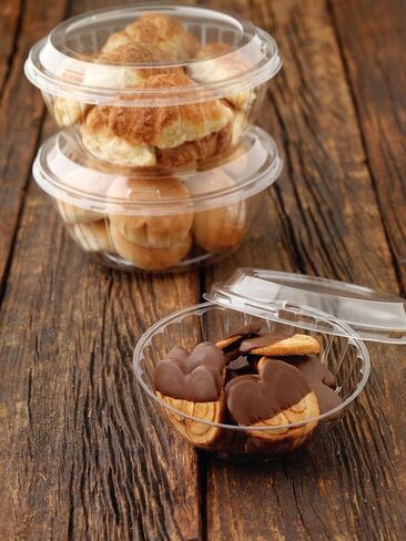 Clear Round 16 oz resq® Reversible Bowl Combo Pack (base & lid), 200 units/case. This premium, upscale, disposable to go container with dome lid is ideal for salads, side items, desserts/pastries. in Saudi Arabia