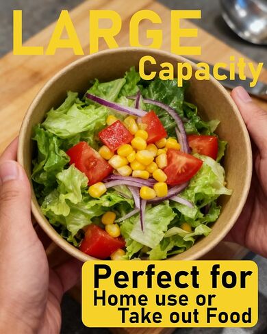 36oz (1100ml) Disposable Paper Salad Bowls with Lids & Forks 50 Pack Food Containers Heavy Duty Serving Bowls for Hot/Cold Food Soups Noodles Round Take Out Containers for Household / Party / Take-out in Saudi Arabia