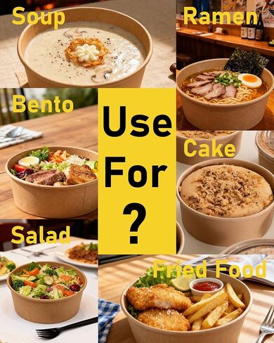 36oz (1100ml) Disposable Paper Salad Bowls with Lids & Forks 50 Pack Food Containers Heavy Duty Serving Bowls for Hot/Cold Food Soups Noodles Round Take Out Containers for Household / Party / Take-out in Saudi Arabia