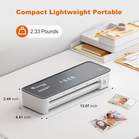 Bonsaii Laminator Machine, 9 Inch Laminator Machine with 50 Laminating Sheets, Laminator with Never Jam Technology for Doc/Posters/Photo, Simple Convenient for Home, Office and School - L418-C Grey in Kuwait