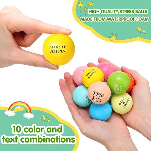 100 Pieces Motivational Stress Balls Colorful Foam Inspirational Pack Small Anxiety Stress Relief Quotes Ball for Relief Encouraging(Motivational,Green) in Saudi Arabia