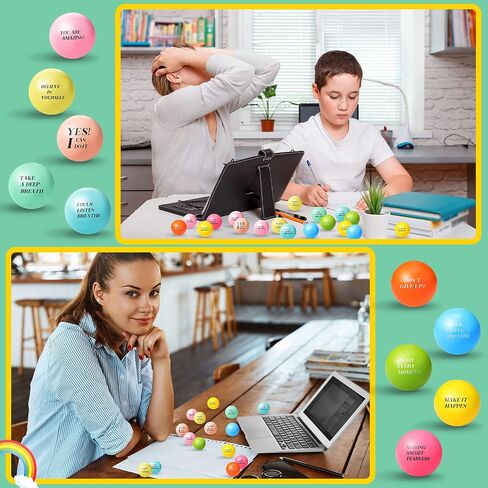 100 Pieces Motivational Stress Balls Colorful Foam Inspirational Pack Small Anxiety Stress Relief Quotes Ball for Relief Encouraging(Motivational,Green) in Saudi Arabia