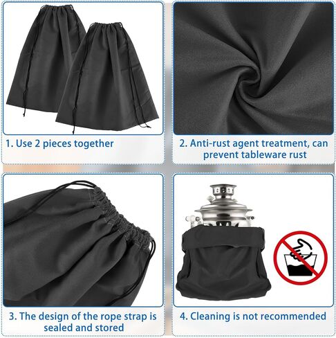 4 Pcs Silver Storage Bags Anti Tarnish 18 x 18 Inch Blue Silverware Bags with 2 Pcs Silver Polishing Cloth Fabric Silverware Protection for Jewelry, Flatware, Tray in Saudi Arabia