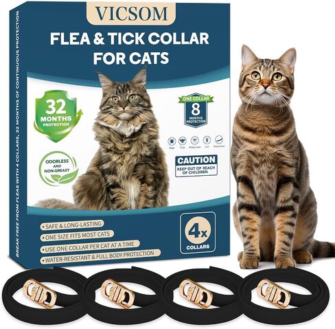 VICSOM Flea Collar for Cats, Flea and Tick Prevention for Cats, 4 Pack in Saudi Arabia