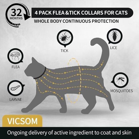 VICSOM Flea Collar for Cats, Flea and Tick Prevention for Cats, 4 Pack in Saudi Arabia