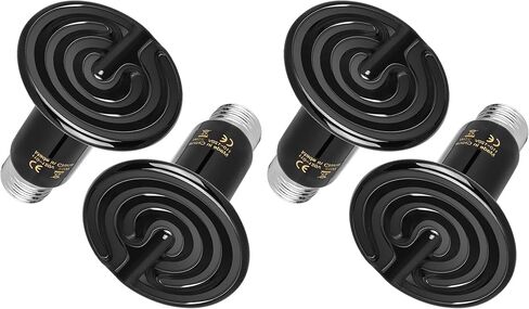 ديلوكس بسيطة 100W 2 عبوة خزفية باعث الزواحف مصباح الزواحف مصباح المصباح لا يوجد ضوء سخان الحضنة الحضنة لبرمائيات الحيوانات الأليفة والدجاج الحضانة ، الأسود in Kuwait