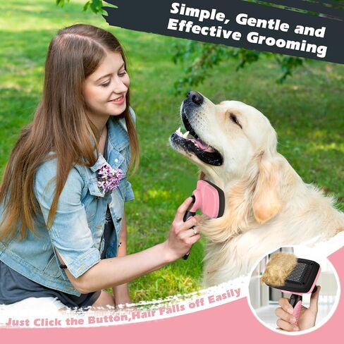 3PCS Self Cleaning Slicker Brush & Pet Grooming Rake & Bath Brush for Dogs,Cats and Horses | Double-Sided Dematting Comb & Skin Friendly Deshedding Grooming Tool (J-Green Black) in Kuwait