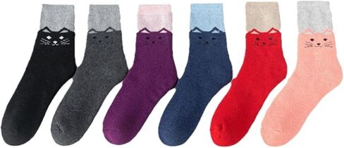 Winter Wool Socks For Kids Warm Crew Thick Cozy Thermal Toddlers Boys Girls 6 Pairs Cotton Soft Women Long Black in Saudi Arabia