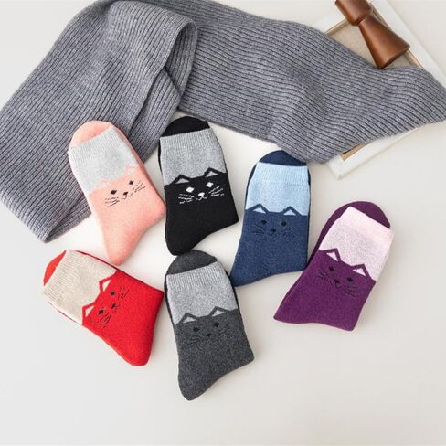Winter Wool Socks For Kids Warm Crew Thick Cozy Thermal Toddlers Boys Girls 6 Pairs Cotton Soft Women Long Black in Saudi Arabia