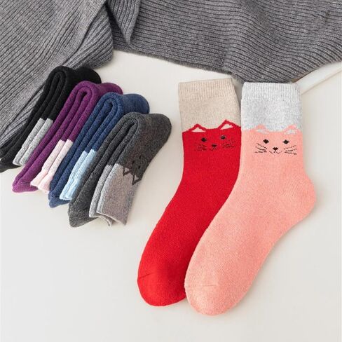 Winter Wool Socks For Kids Warm Crew Thick Cozy Thermal Toddlers Boys Girls 6 Pairs Cotton Soft Women Long Black in Saudi Arabia