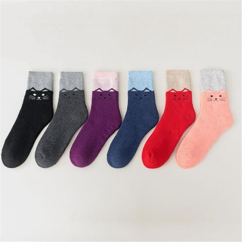 Winter Wool Socks For Kids Warm Crew Thick Cozy Thermal Toddlers Boys Girls 6 Pairs Cotton Soft Women Long Black in Saudi Arabia