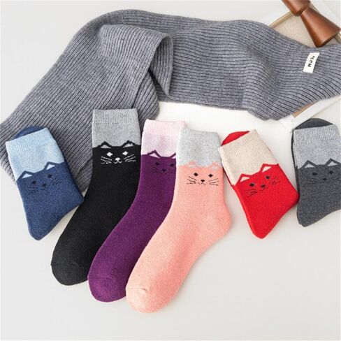 Winter Wool Socks For Kids Warm Crew Thick Cozy Thermal Toddlers Boys Girls 6 Pairs Cotton Soft Women Long Black in Saudi Arabia