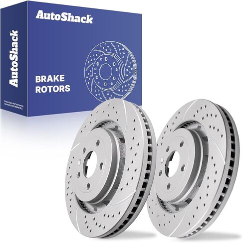 Autoshack زوج من 2 الأمامي حفر ودوران فرامل مزدوجة السائق الفضي والركاب بديل للينكولن MKS MKT FORD FLED PLUSTOR ANTILITY TAURUS 2013-2017 EXPLORER PR680982DSZPR in Kuwait