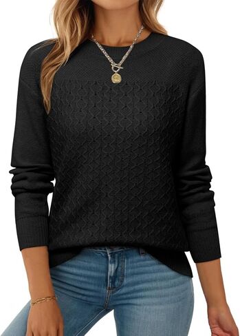 EVALESS Women's Fall Sweater 2025 Casual Long Sleeve Crewneck Knit Pullovers Jumper Tops in Saudi Arabia