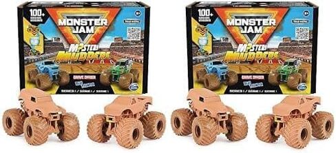 Monster Jam, Mystery Mudders 2-Pack Monster Trucks, Official 1:64 Die-Cast Vehicles, Wash to Reveal (Styles Will Vary), Kids Toys for Boys 3 and Up in Kuwait