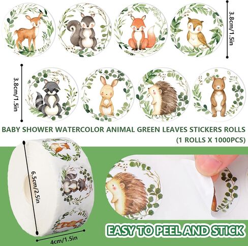 1000pcs ملصقات استحمام الطفل غابات الحيوانات 8 صائق 8 تصاميم ألوان مائية الكرتون ملصقات للادة اللاصقة للحيوان in Kuwait