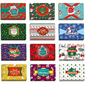easykart labels 24 Christmas Gift Card Holder with Name Stickers, Present Boxes Gift Card Holder Box Gift Wrapping Envelopes Gift Wrap Boxes with Ribbon a Tags for Holiday (12 Designs x 2 Each) in Saudi Arabia