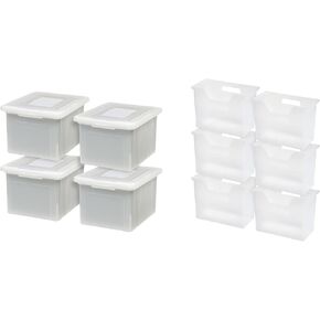 IRIS USA File Box Plastic File Organizer for Letter/Legal File, Document Box, Storage Bin Tote Organizer with Durable and Secure Latching Lid, Stackable, Nestable, BPA-Free, Black 35 Qt. 1 Pack in Kuwait