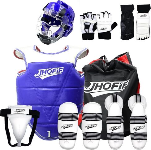 مجموعة سبارينج جير مكونة من 9 قطع للأطفال والشباب - معدات سبارينج التايكوندو مع قفازات الملاكمة، وأغطية الرأس، وواقي الصدر، ومعدات الملاكمة للكاراتيه، والكيك بوكسينغ، وتدريب الفنون القتالية المختلطة والمنافسة in Kuwait