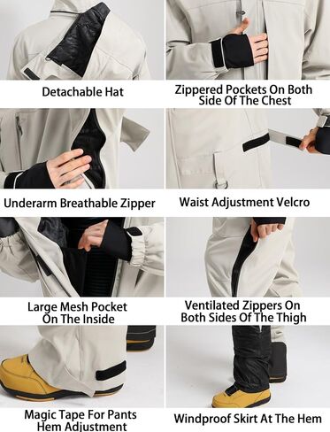 GSOU SNOW Men Ski Suit One Piece Snowsuit Snowboard Jumpsuit Jacket Pant Set Insulated Windproof Outwear Winter in Saudi Arabia