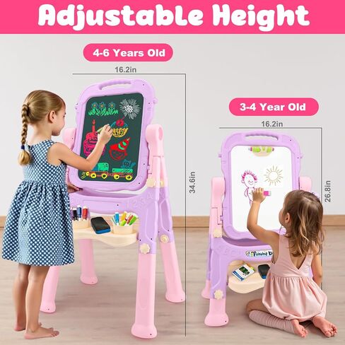 Easel for Kids Double-Sided Art Drawing Board Toys 3 4 Year Birthday Gifts in Saudi Arabia