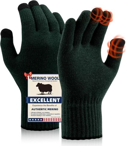 Merino Wool Gloves for Men Women, Touch Screen Warm Glove Liners Thermal Soft Knit Lining for Winter Running Hiking in Saudi Arabia