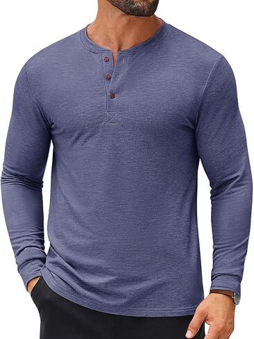 COOFANDY Men's Henley Shirts Long Sleeve Casual Button Shirts Fashion Lightweight Pullover Shirts in Saudi Arabia