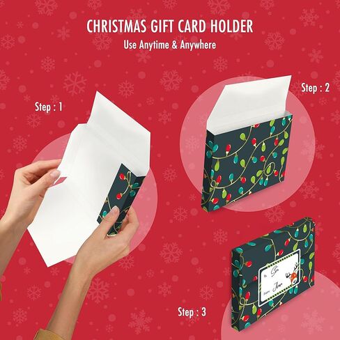 easykart labels 24 Christmas Gift Card Holder with Name Stickers, Present Boxes Gift Card Holder Box Gift Wrapping Envelopes Gift Wrap Boxes with Ribbon a Tags for Holiday (12 Designs x 2 Each) in Kuwait