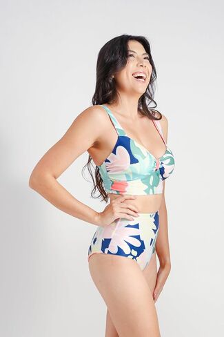 Desaru Crop Bikini Top for B-DD/E Cups – Triangle Reversible Swim Top, UPF 50+ Protection - Colourful Canopy in Saudi Arabia