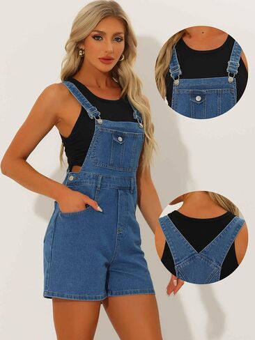 شورتات Allegra K Denim للنساء كاجوال بأشرطة قابلة للتعديل وسروال جينز عام in Saudi Arabia