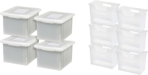 IRIS USA File Box Plastic File Organizer for Letter/Legal File, Document Box, Storage Bin Tote Organizer with Durable and Secure Latching Lid, Stackable, Nestable, BPA-Free, Black 35 Qt. 1 Pack in Kuwait