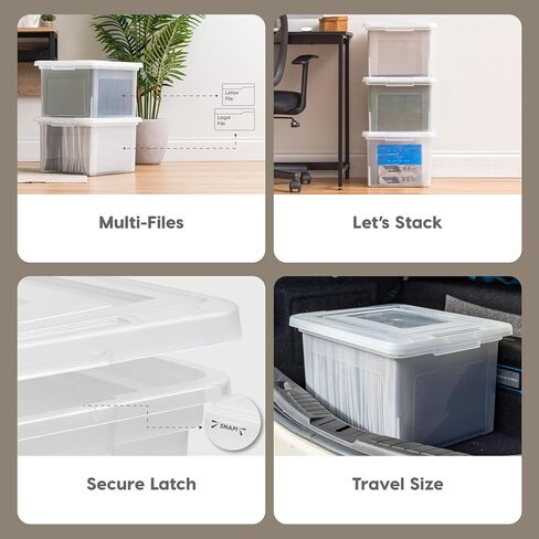 IRIS USA File Box Plastic File Organizer for Letter/Legal File, Document Box, Storage Bin Tote Organizer with Durable and Secure Latching Lid, Stackable, Nestable, BPA-Free, Black 35 Qt. 1 Pack in Kuwait