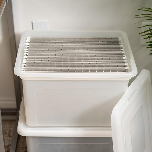 IRIS USA File Box Plastic File Organizer for Letter/Legal File, Document Box, Storage Bin Tote Organizer with Durable and Secure Latching Lid, Stackable, Nestable, BPA-Free, Black 35 Qt. 1 Pack in Kuwait