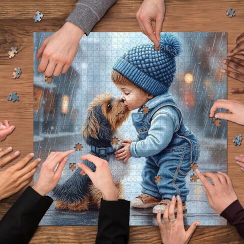 Cute Frog Puzzles for Adults 1000 Pieces, PICKFORU Happy Rain Fun Jigsaw Puzzle Umbrella, Challenging Colorful Love Hearts Theme as Art Decor in Saudi Arabia